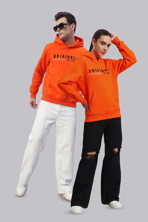 Stitch & Sway Orange Regular Fit Unisex Hoodie